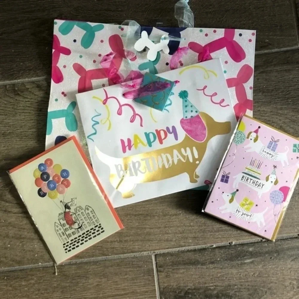 Dachshund birthday gift bag and card bundle